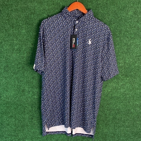 NWT RLX All Over Print golf / performance polo! Size Large/ Black, Navy, & White - Picture 4 of 8